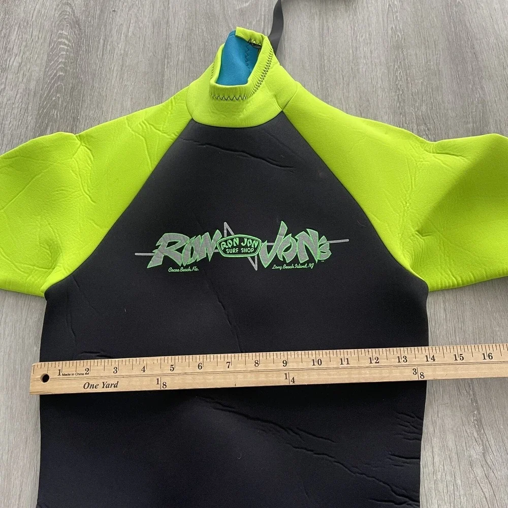 Vintage Ron Jon Surf Shop Wetsuit Surfing Neon Short Sleeve Size Small 9117RJ
